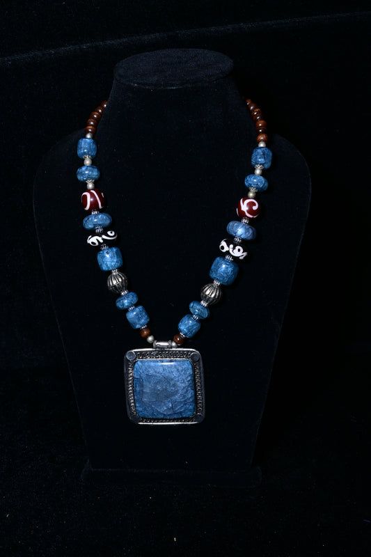 Square Pendant Statement Necklace