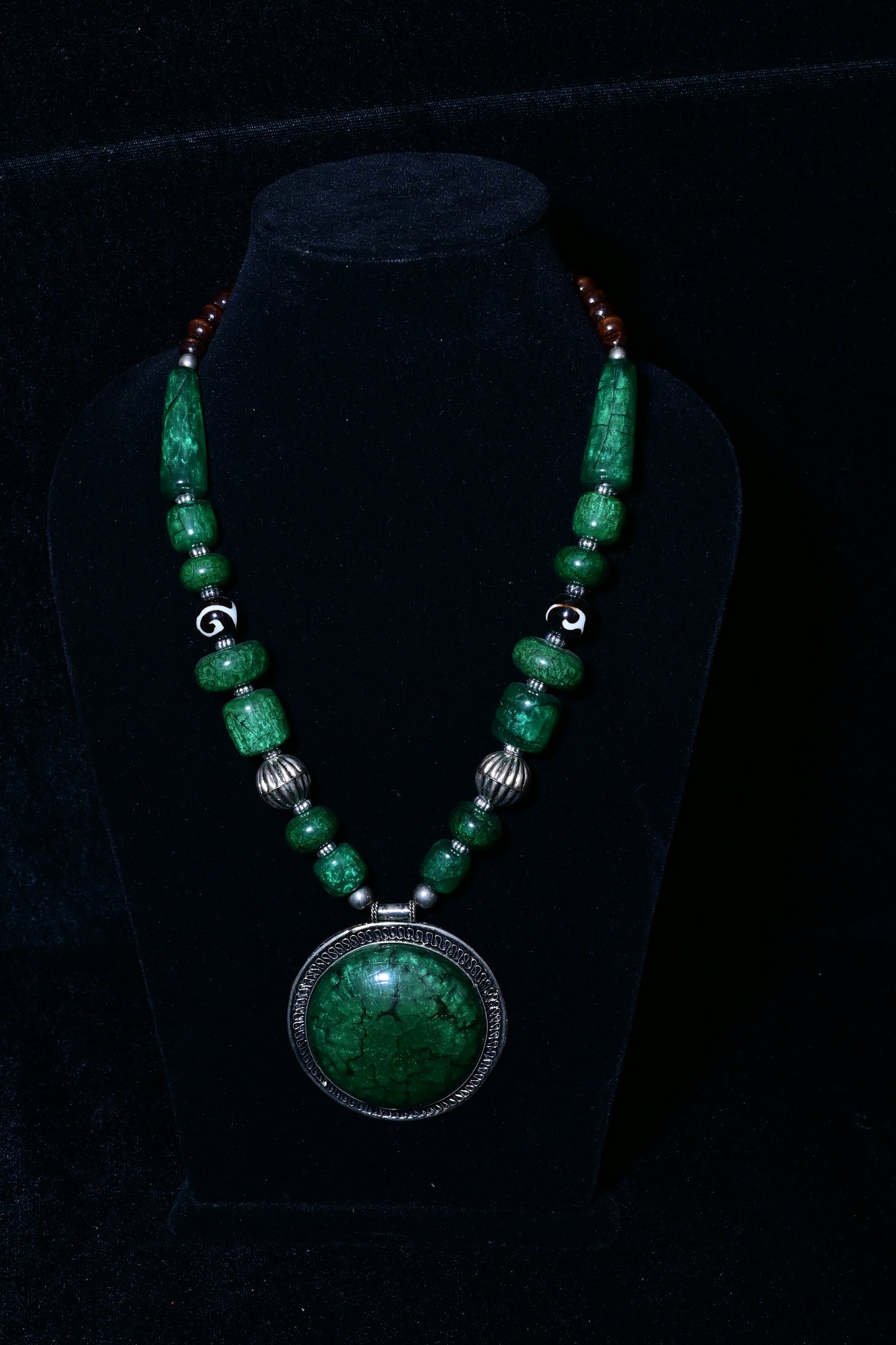 Natural Stone Statement Pendant Necklace