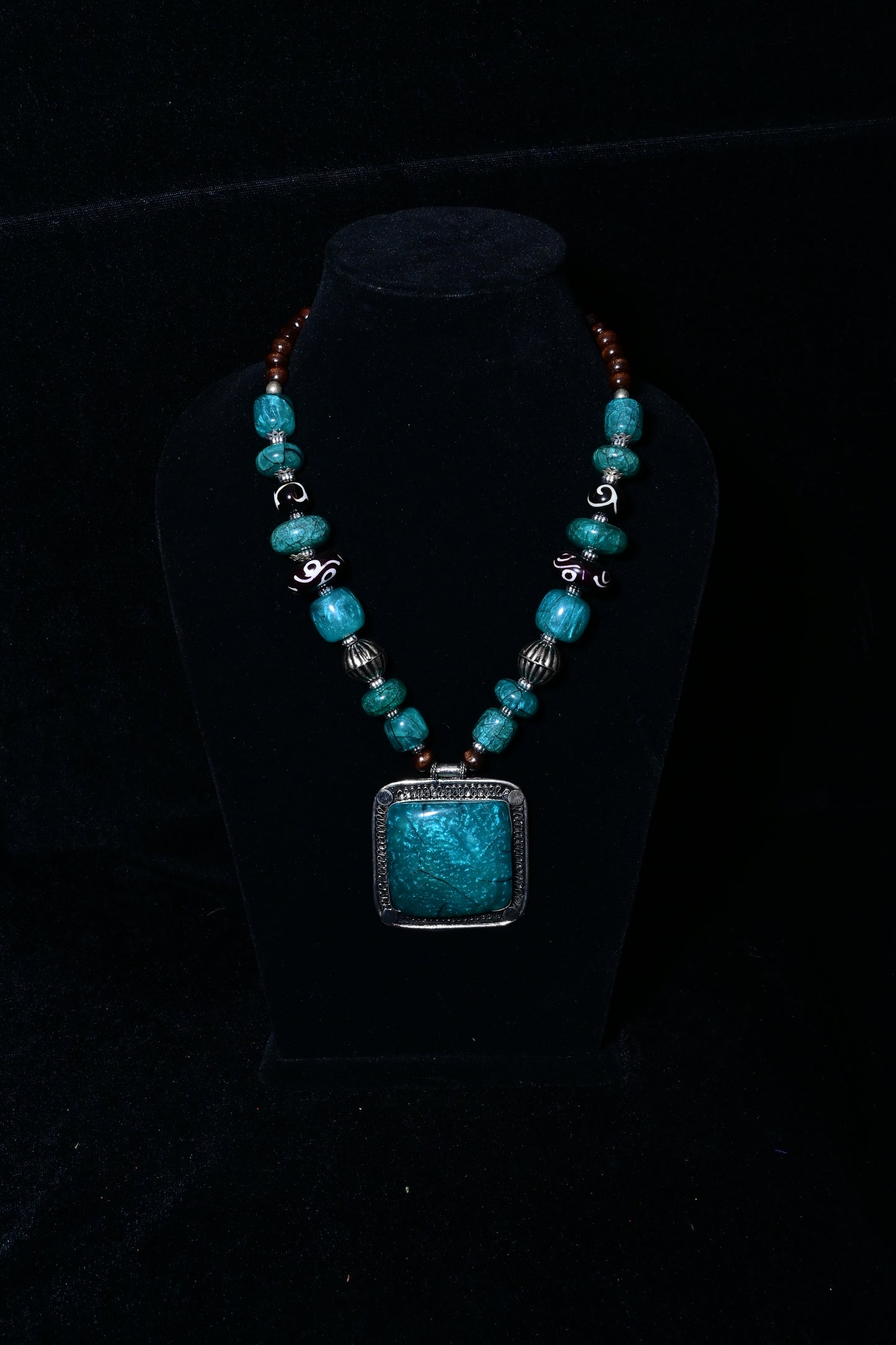 Square Pendant Statement Necklace