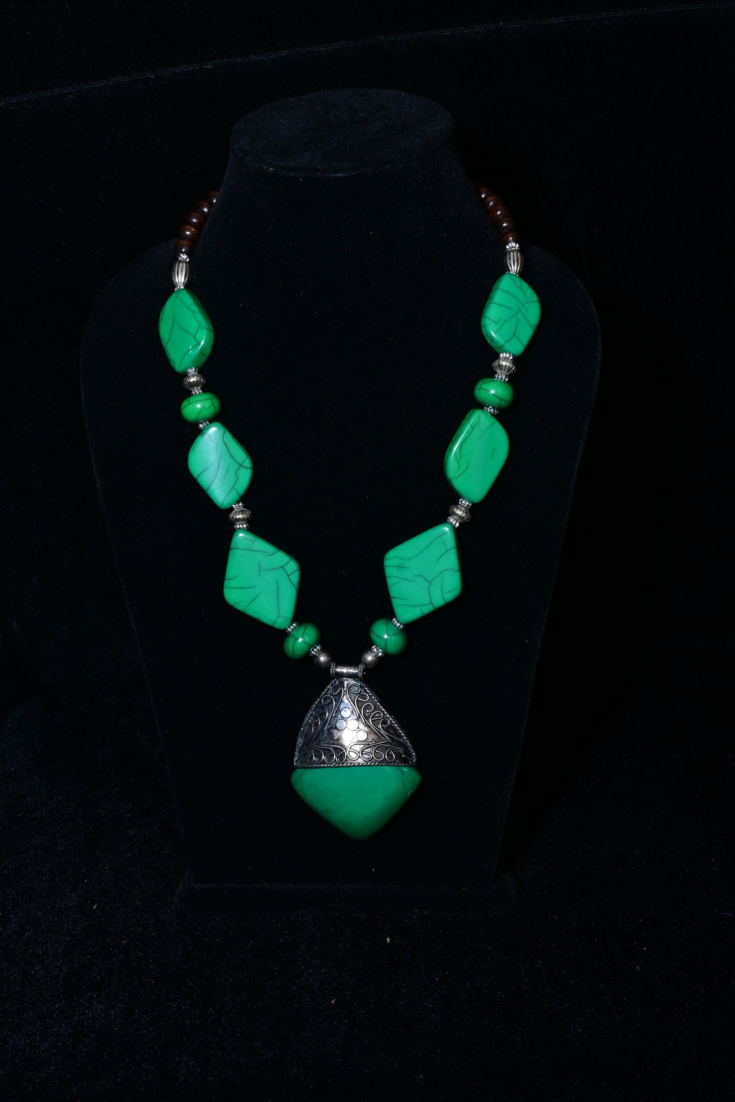 Tribal Stone Pendant Statement Necklace