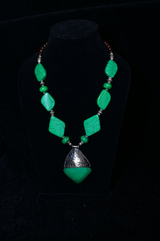 Tribal Stone Pendant Statement Necklace