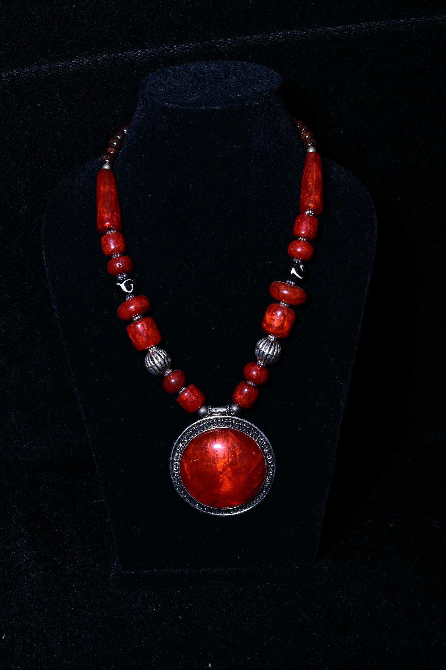Natural Stone Statement Pendant Necklace