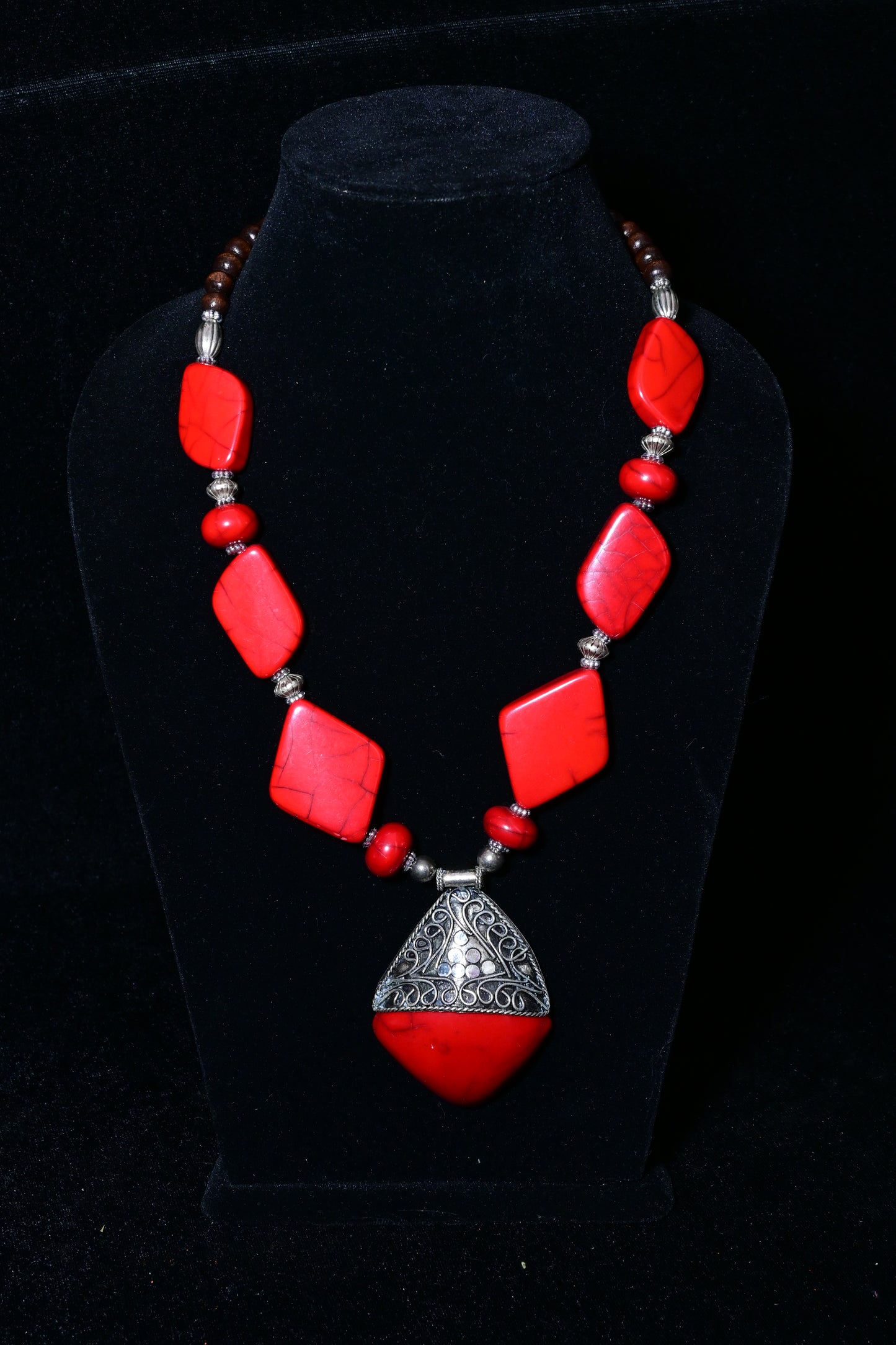 Tribal Stone Pendant Statement Necklace