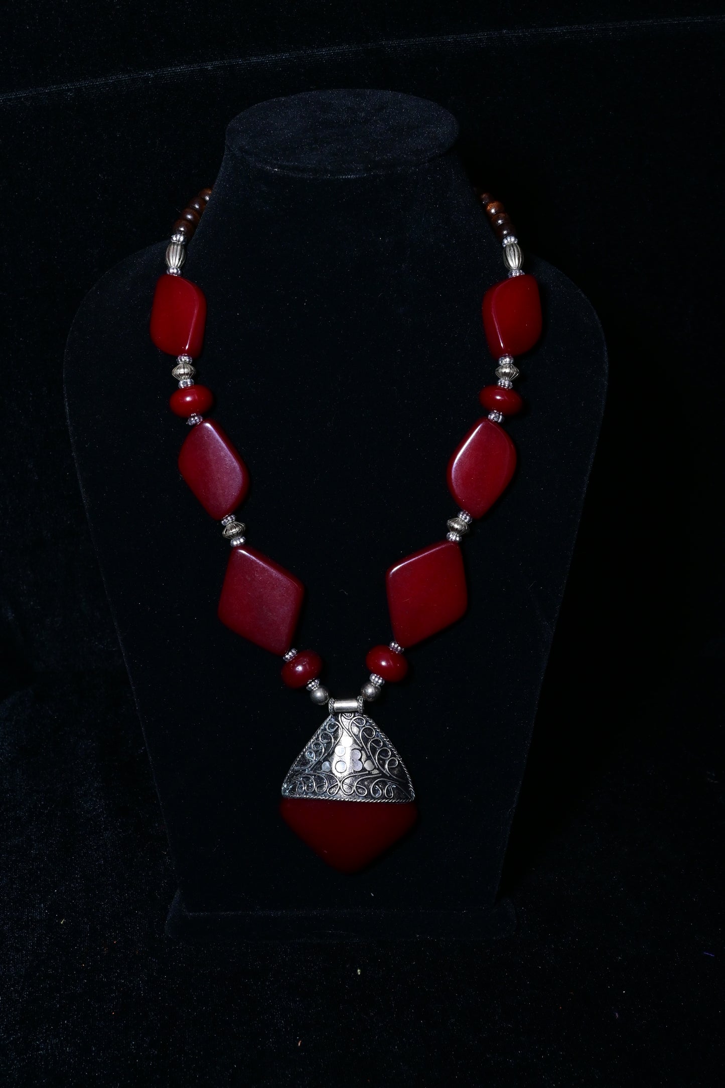 Tribal Stone Pendant Statement Necklace