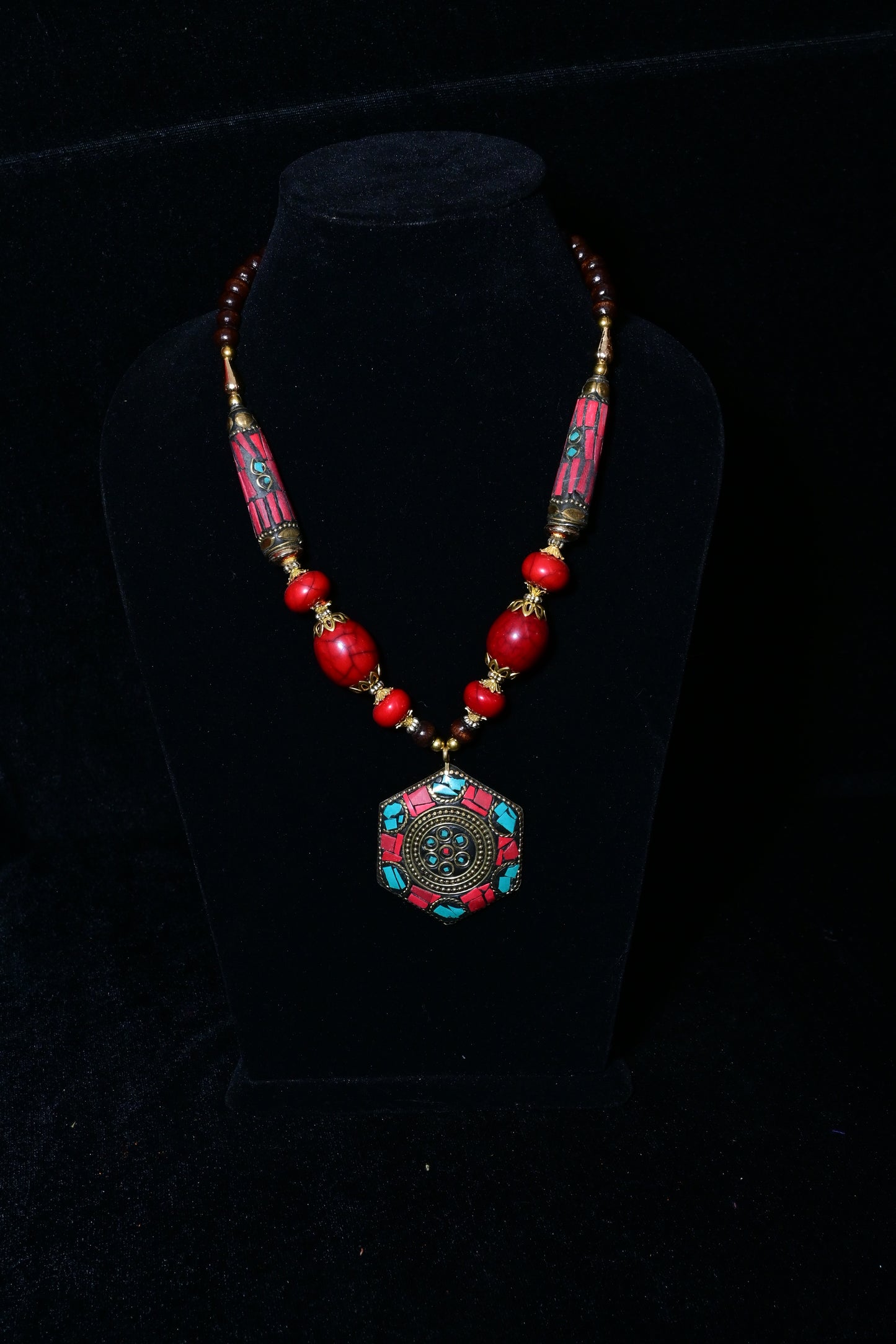 Hexagon Tribal Pendant Necklace
