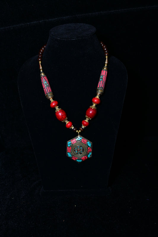 Hexagon Tribal Pendant Necklace
