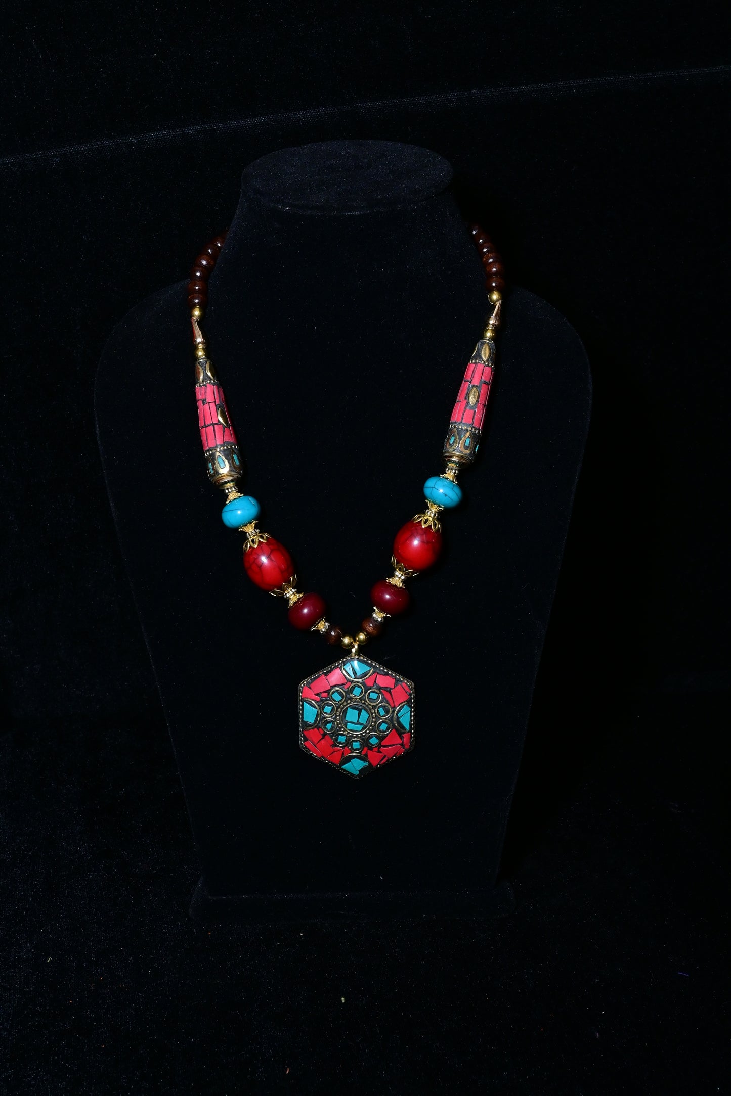 Hexagon Tribal Pendant Necklace