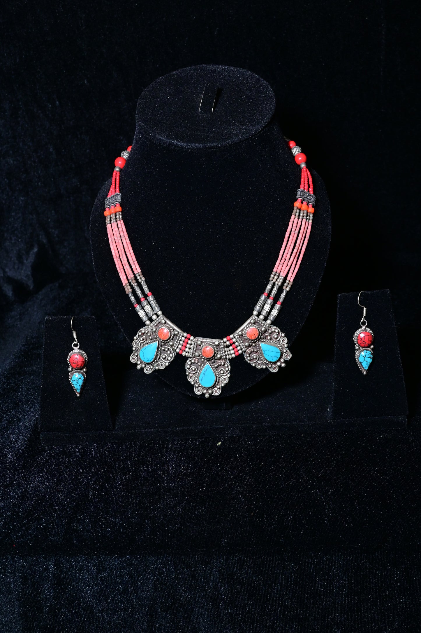 Coral & Turquoise Tribal Jewelry Set