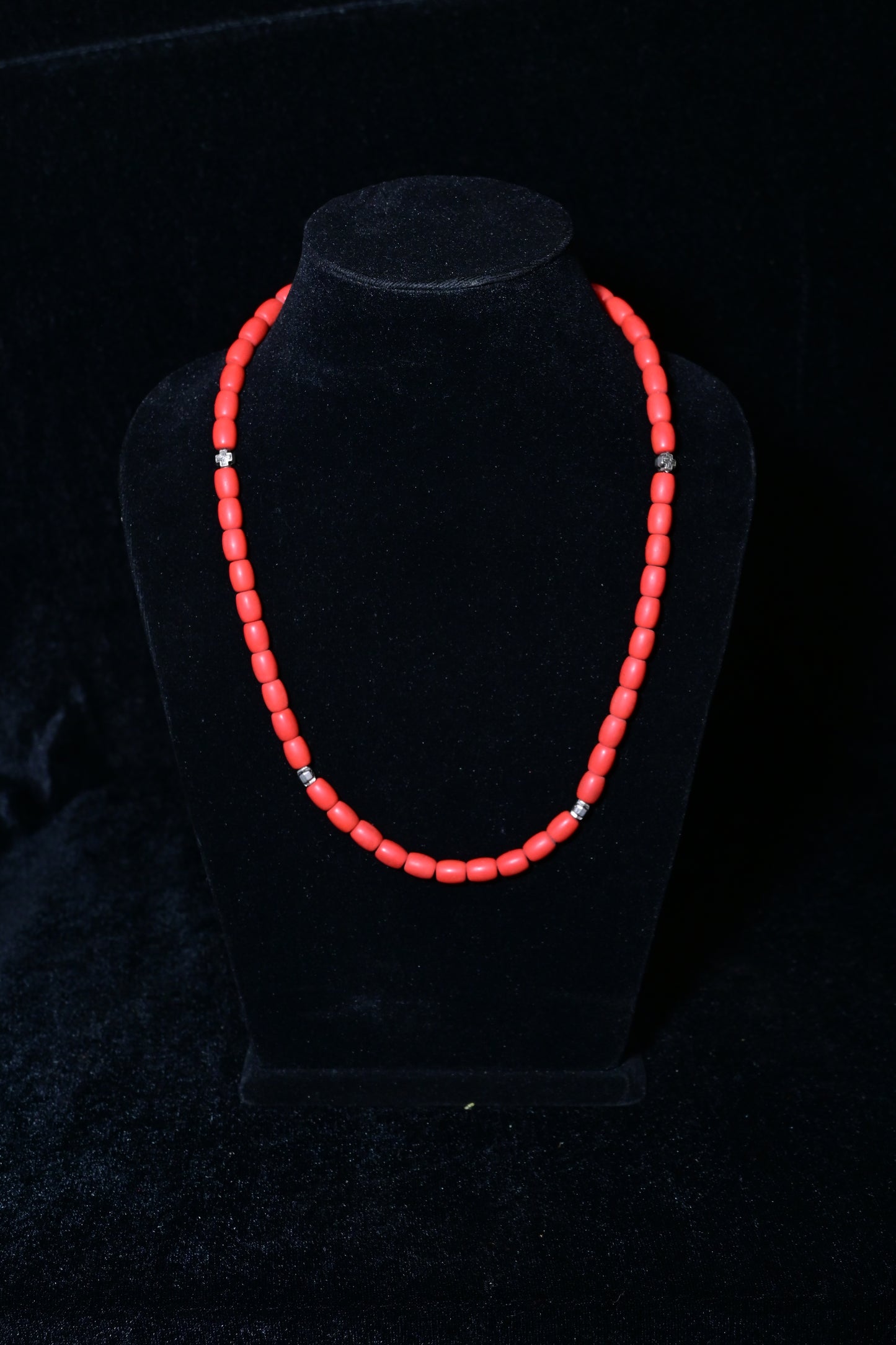 Minimal Coral Red Beaded Necklace