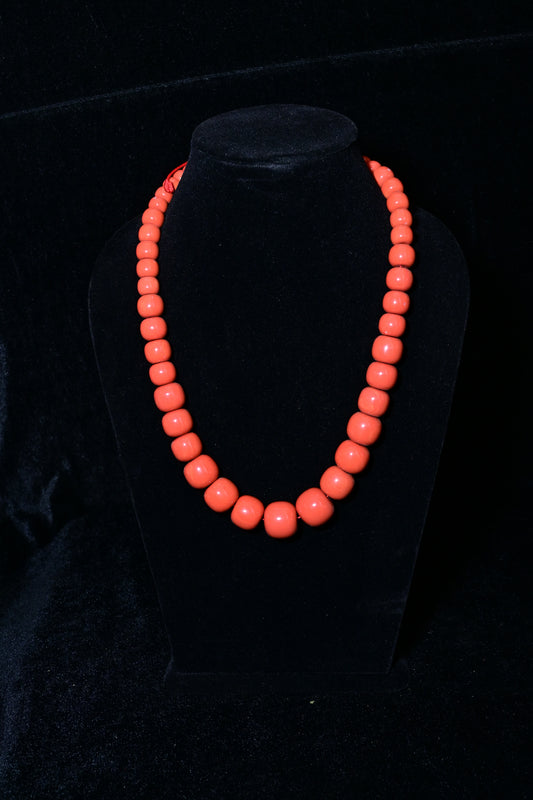 Premium Coral Red Graduated Beaded Necklace