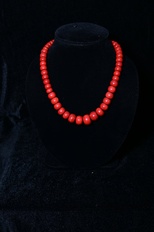 Classic Deep Red Graduated Beaded Necklace