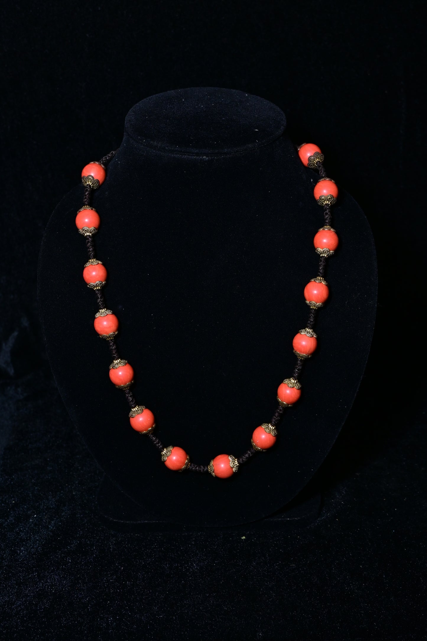 Handcrafted Coral Bead Rope Necklace