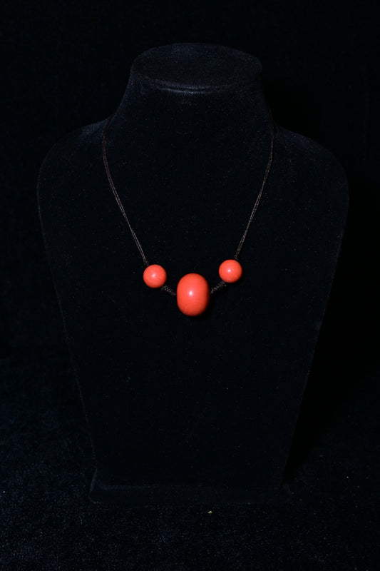 Minimal Coral Red Bead Necklace