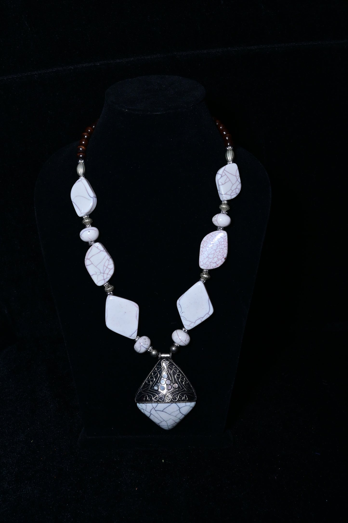 Tribal Stone Pendant Statement Necklace