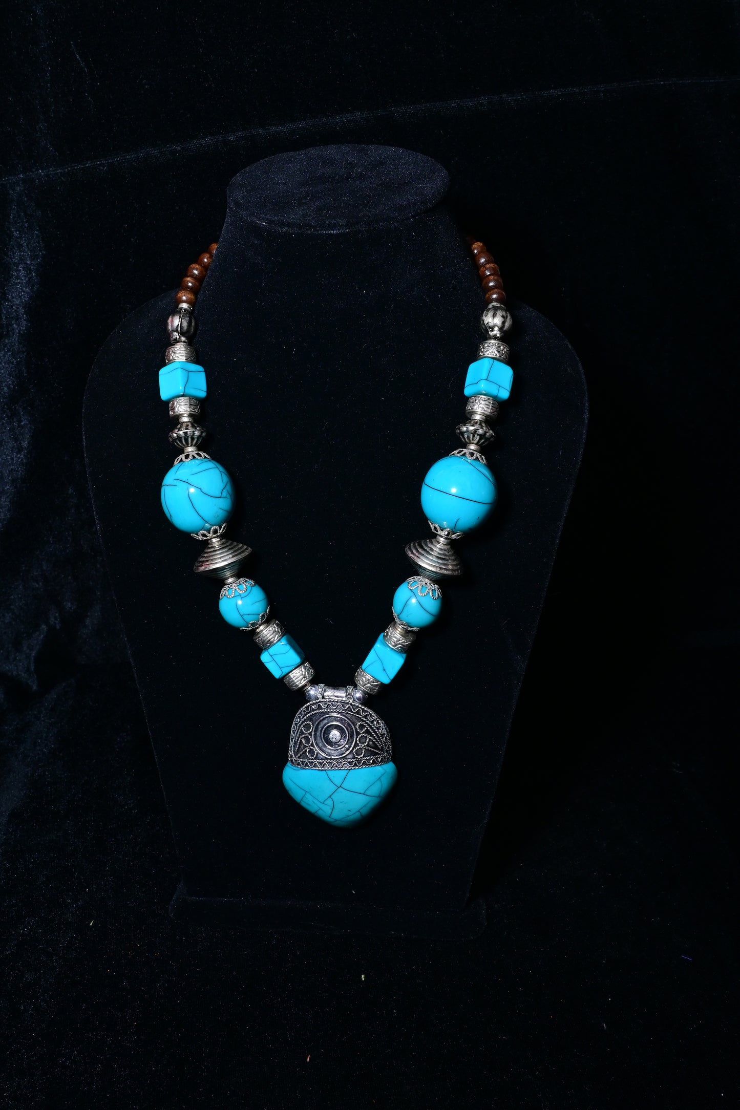 Tribal Stone Pendant Statement Necklace