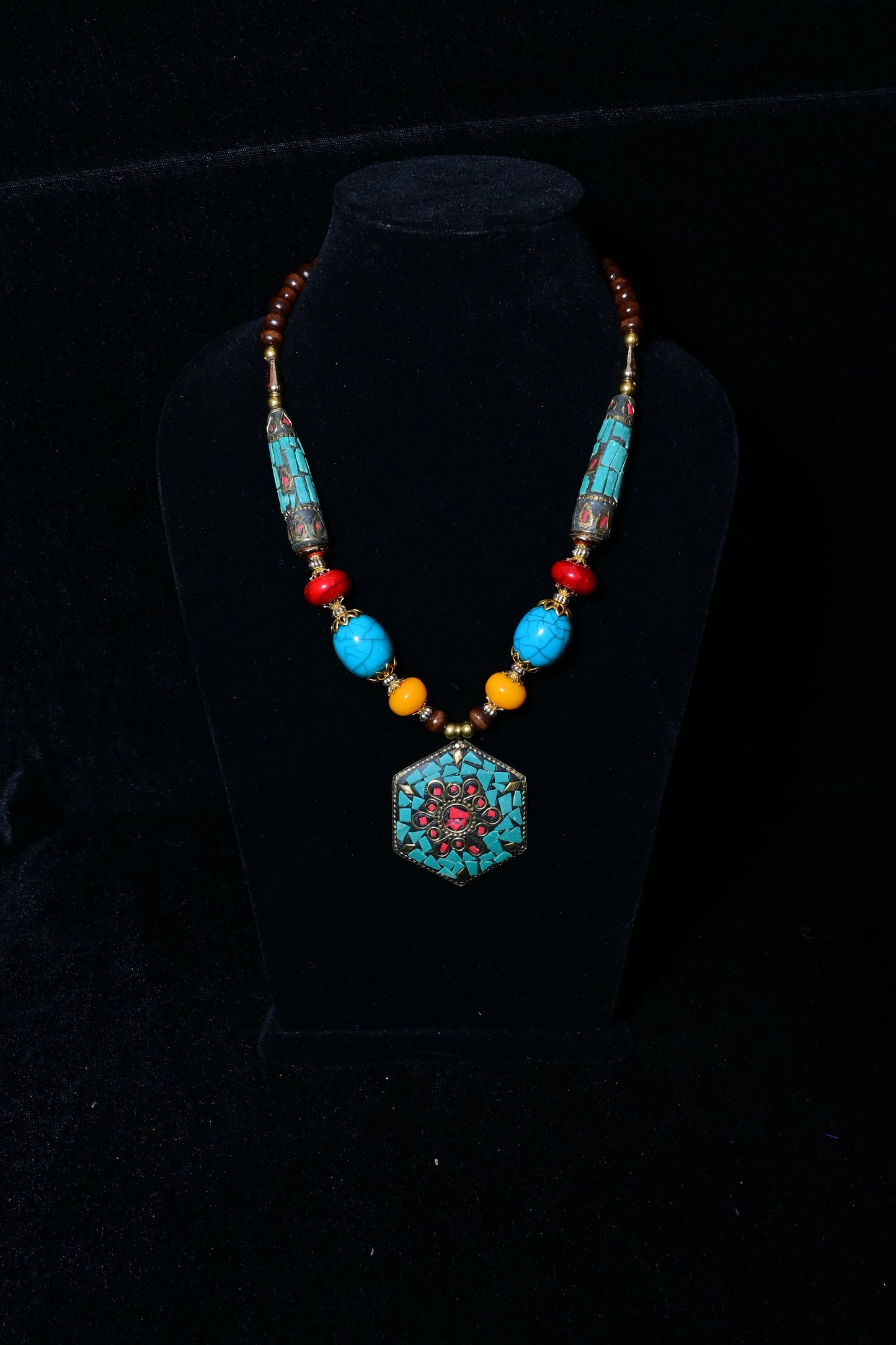 Hexagon Tribal Pendant Necklace