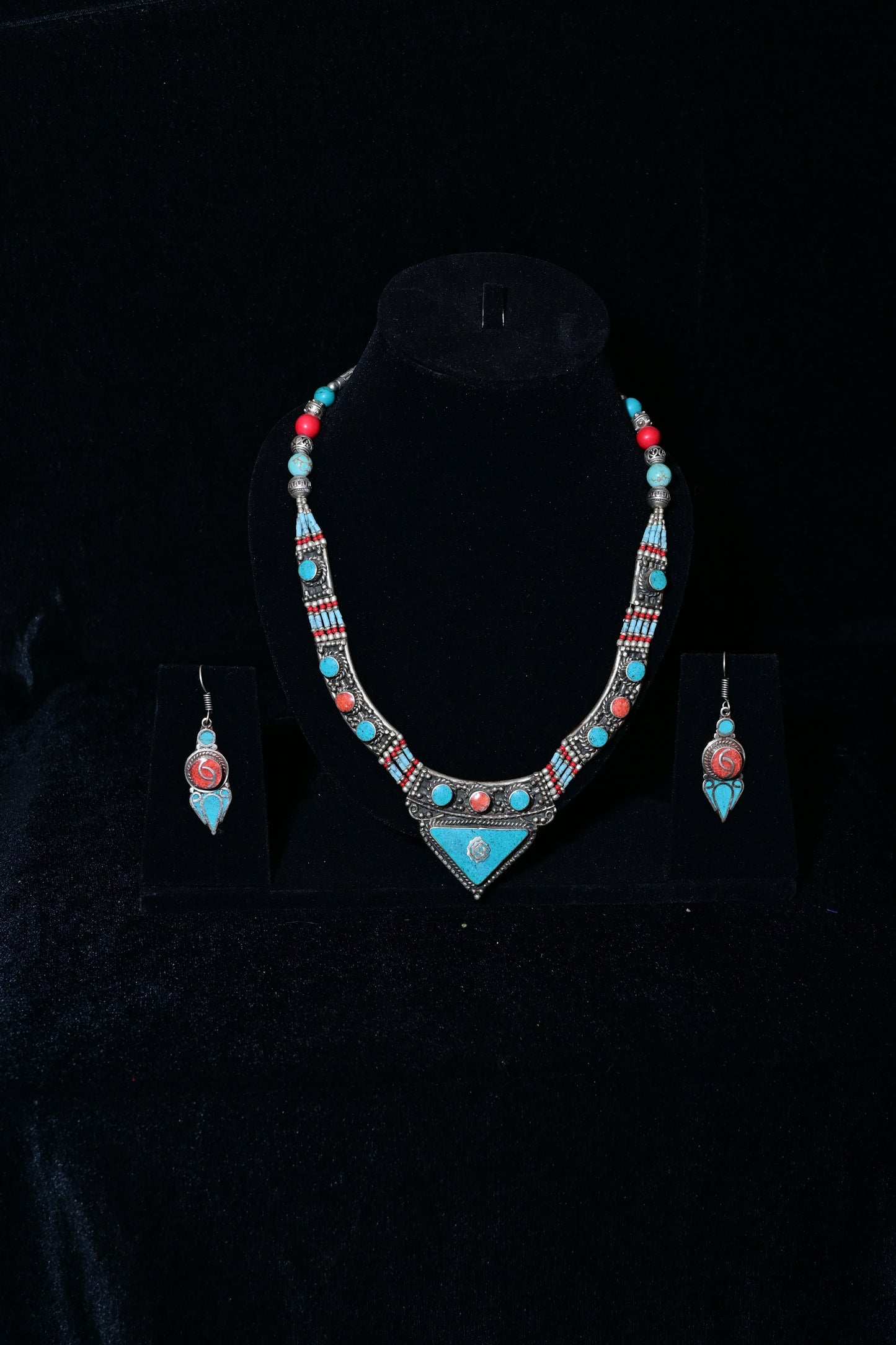 Turquoise Tribal Necklace & Earring Set