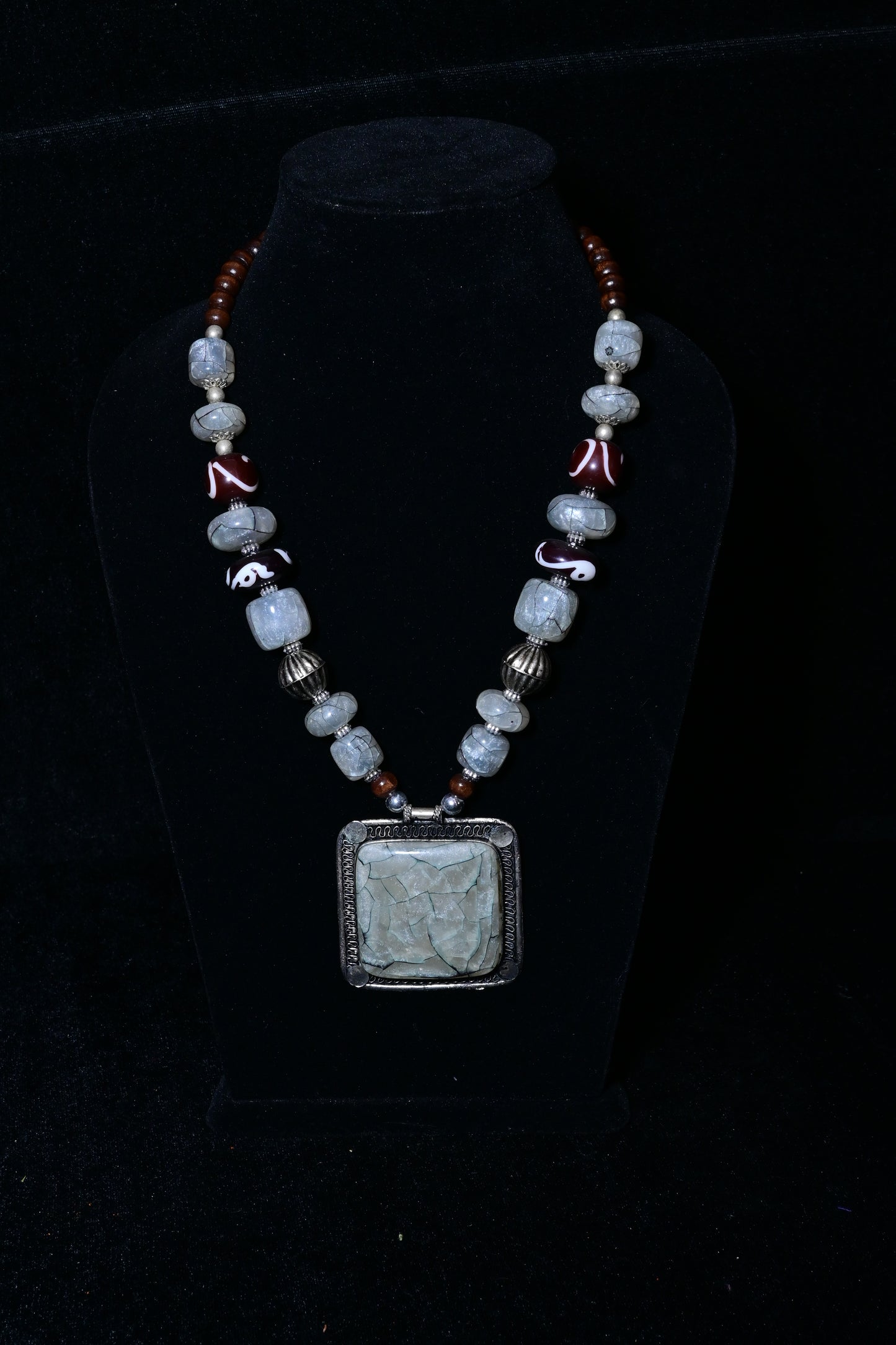 Square Pendant Statement Necklace