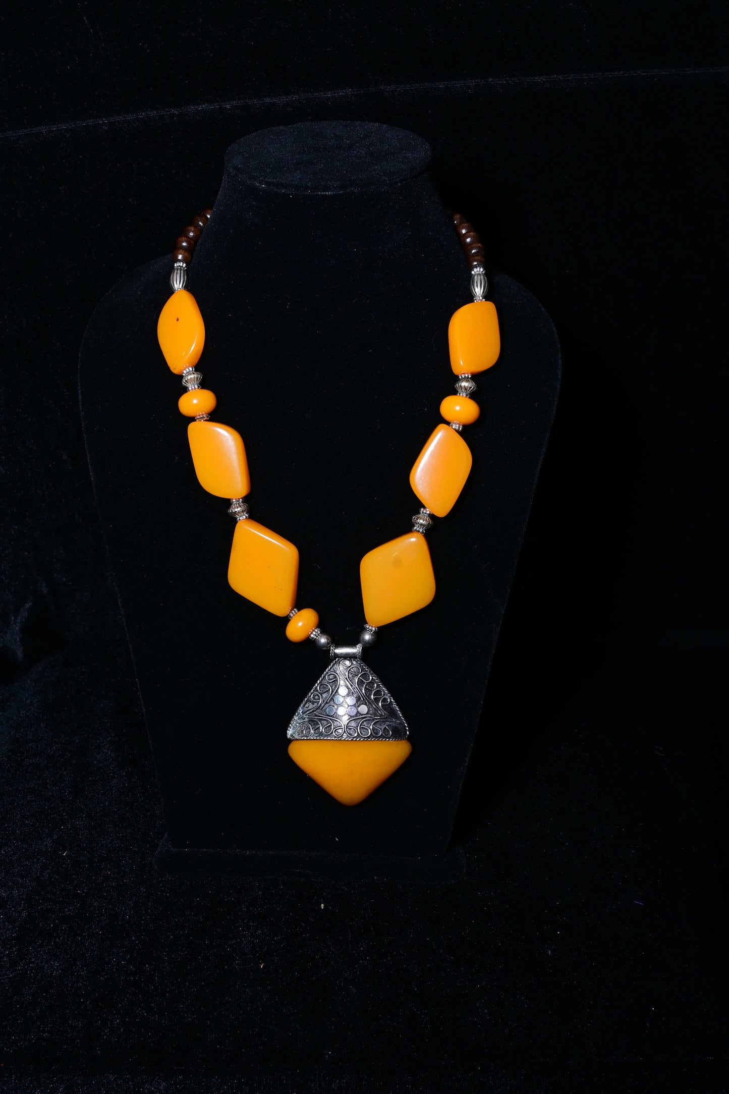 Tribal Stone Pendant Statement Necklace