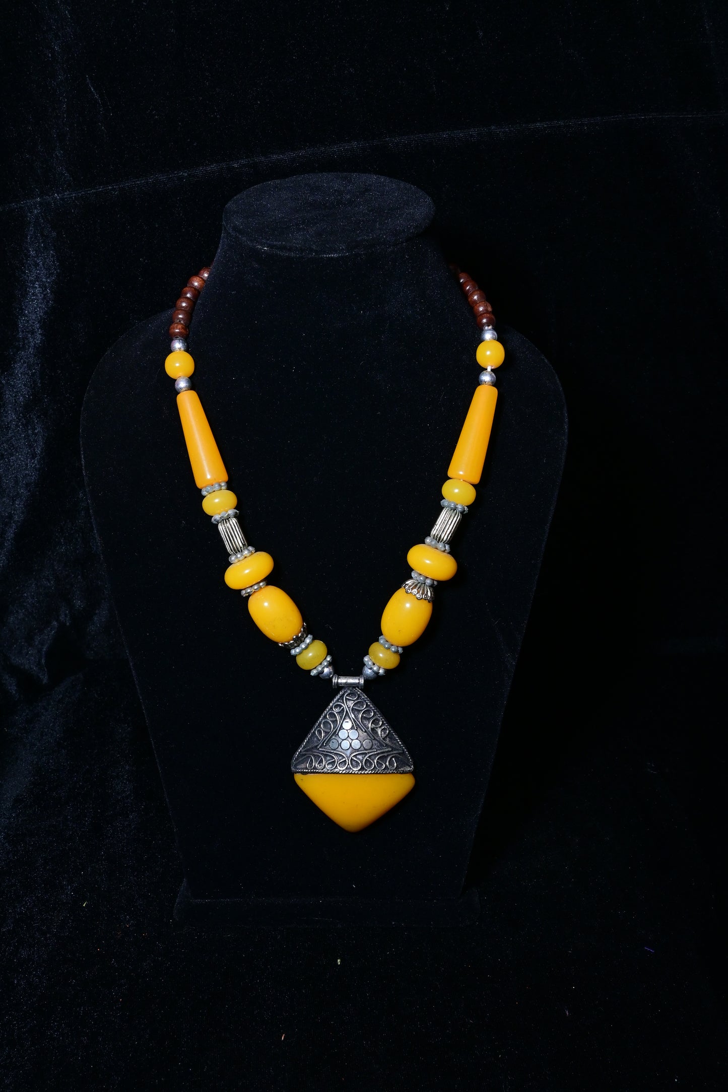 Tribal Stone Pendant Statement Necklace