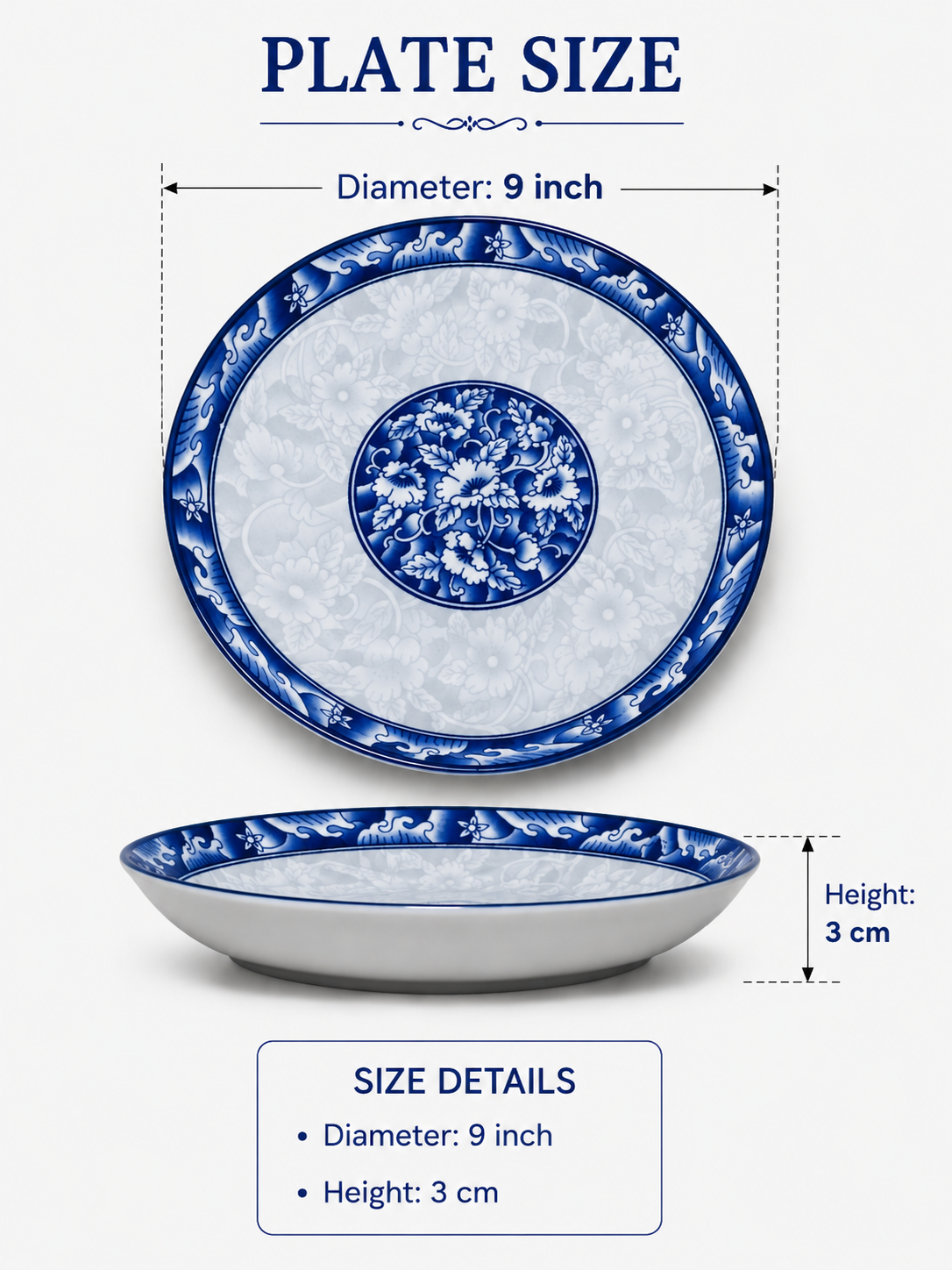 Blue Floral Ceramic Serving Plate