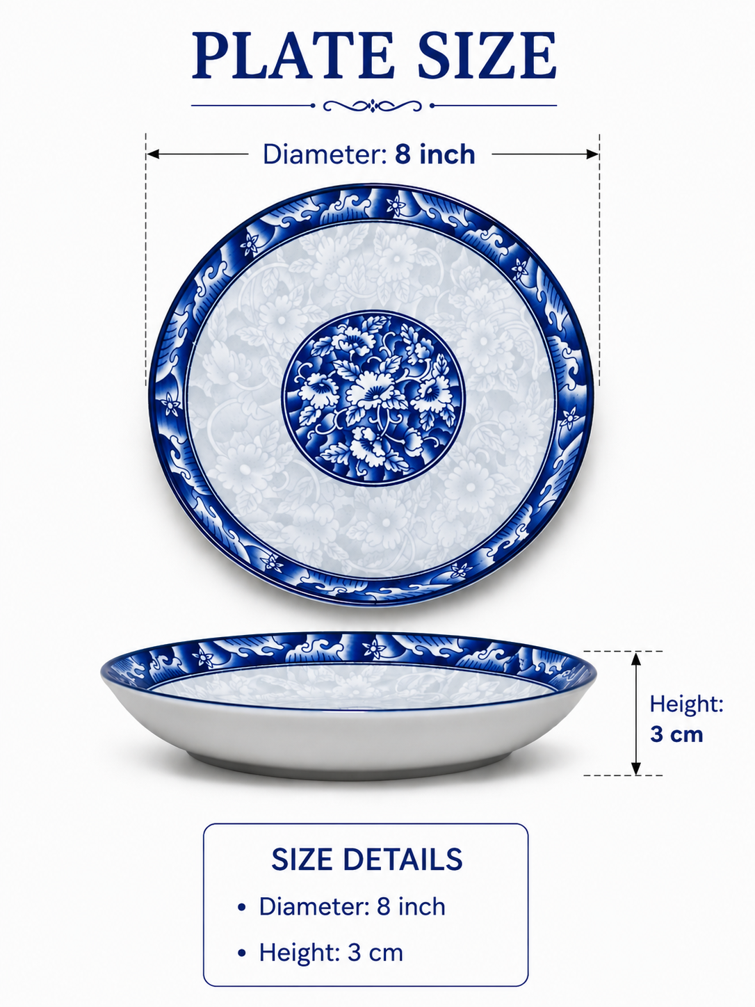 Blue Floral Ceramic Serving Plate