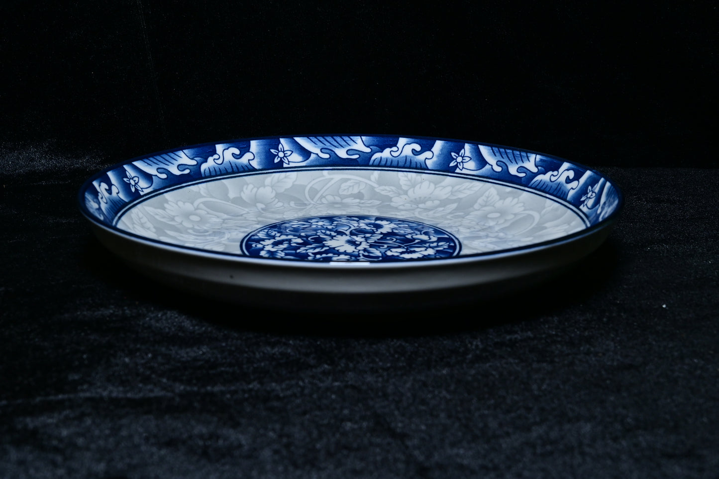 Blue Floral Ceramic Serving Plate