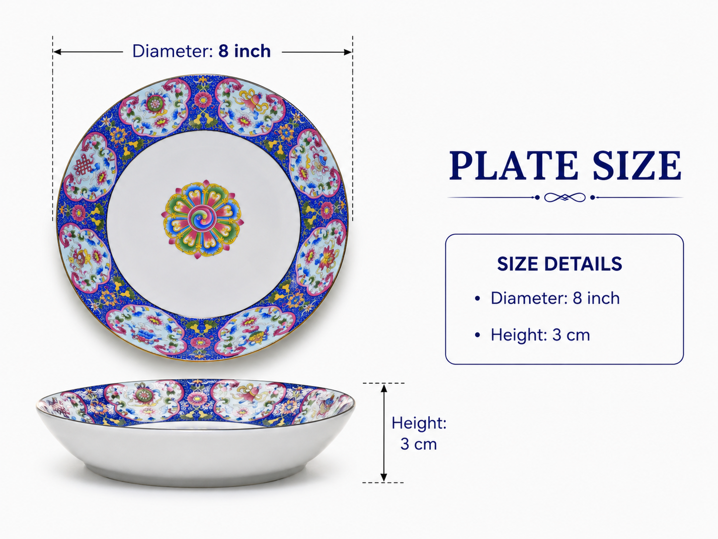 Multicolor Floral Ceramic Serving Plate