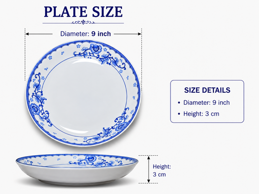 Blue Floral Ceramic Serving Plate