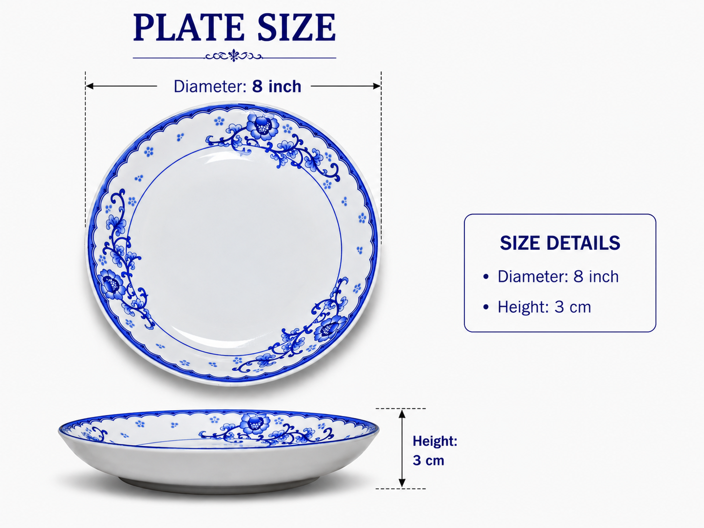 Blue Floral Ceramic Serving Plate