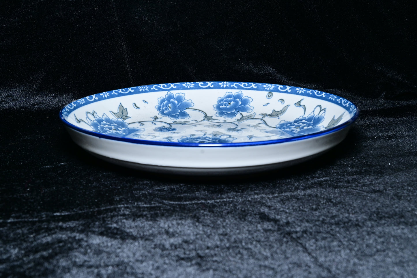 Blue Floral Ceramic Serving Plate