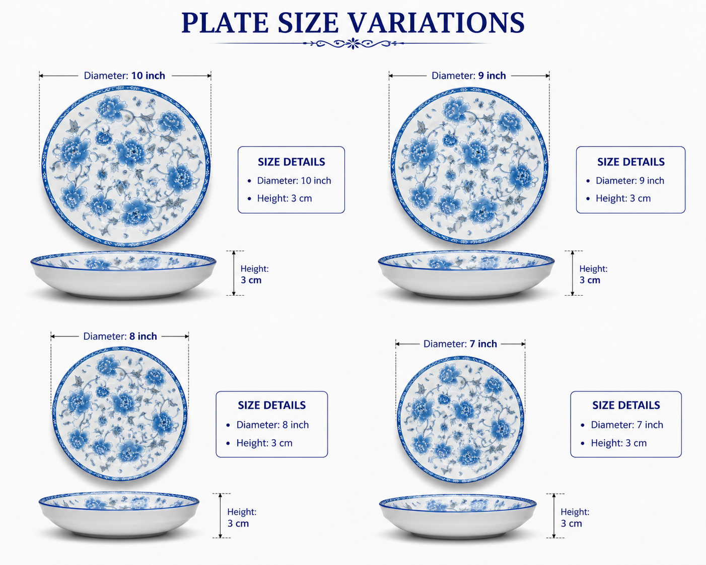Blue Floral Ceramic Serving Plate