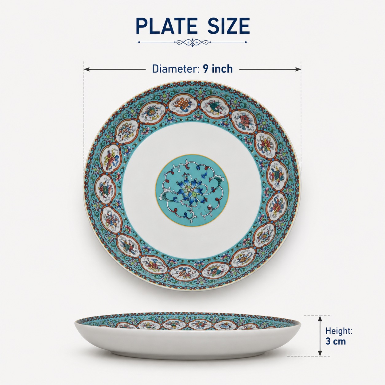 Tibetan Auspicious Symbol Ceramic Plate