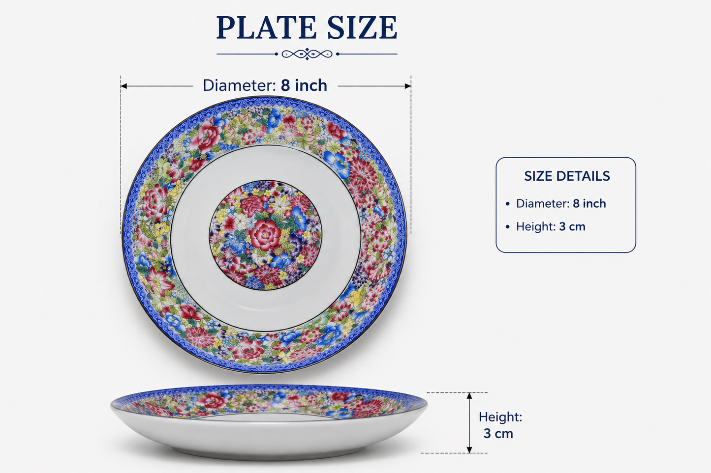 Multicolor Floral Ceramic Serving Plate
