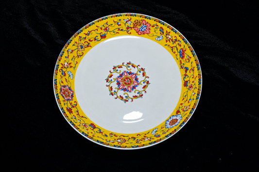 Yellow Floral Ceramic Serving Plate