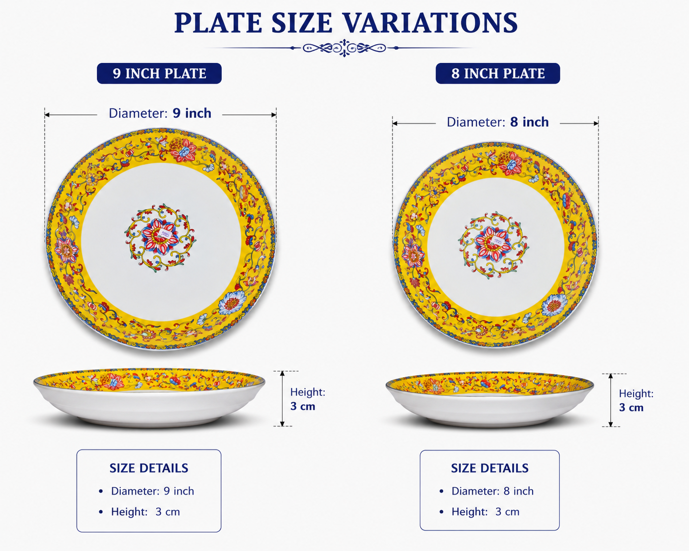 Yellow Floral Ceramic Serving Plate