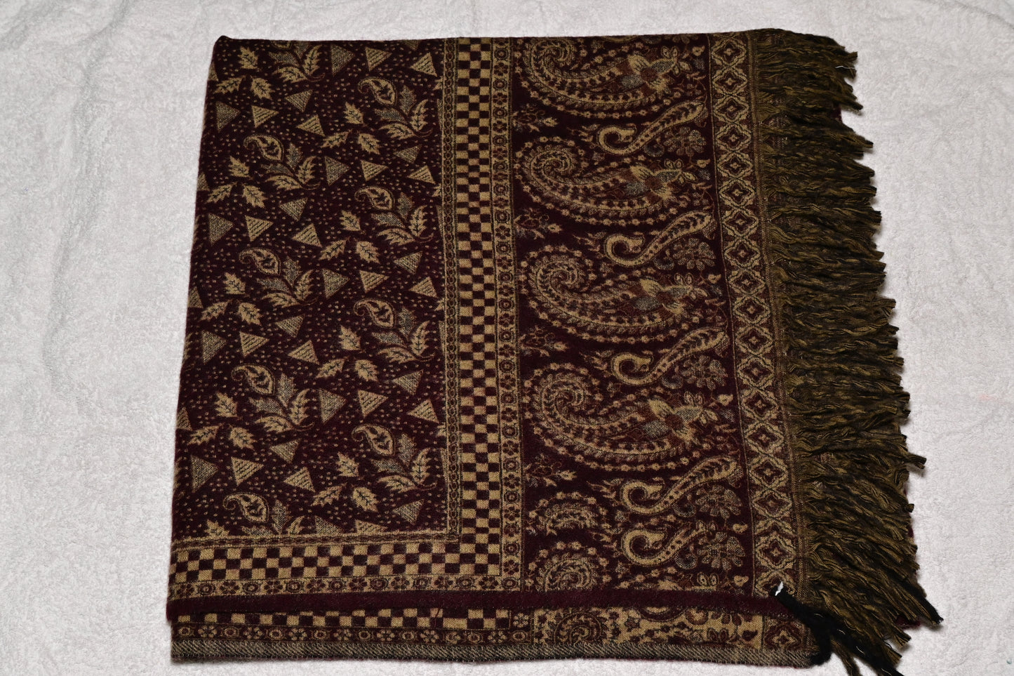 Brown Tibet Yak Wool Patterned Shawl