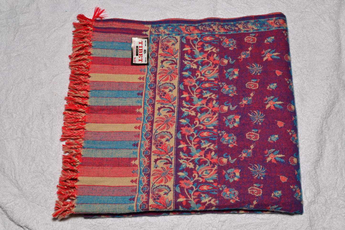 Multicolor Tibet Yak Wool Patterned Shawl