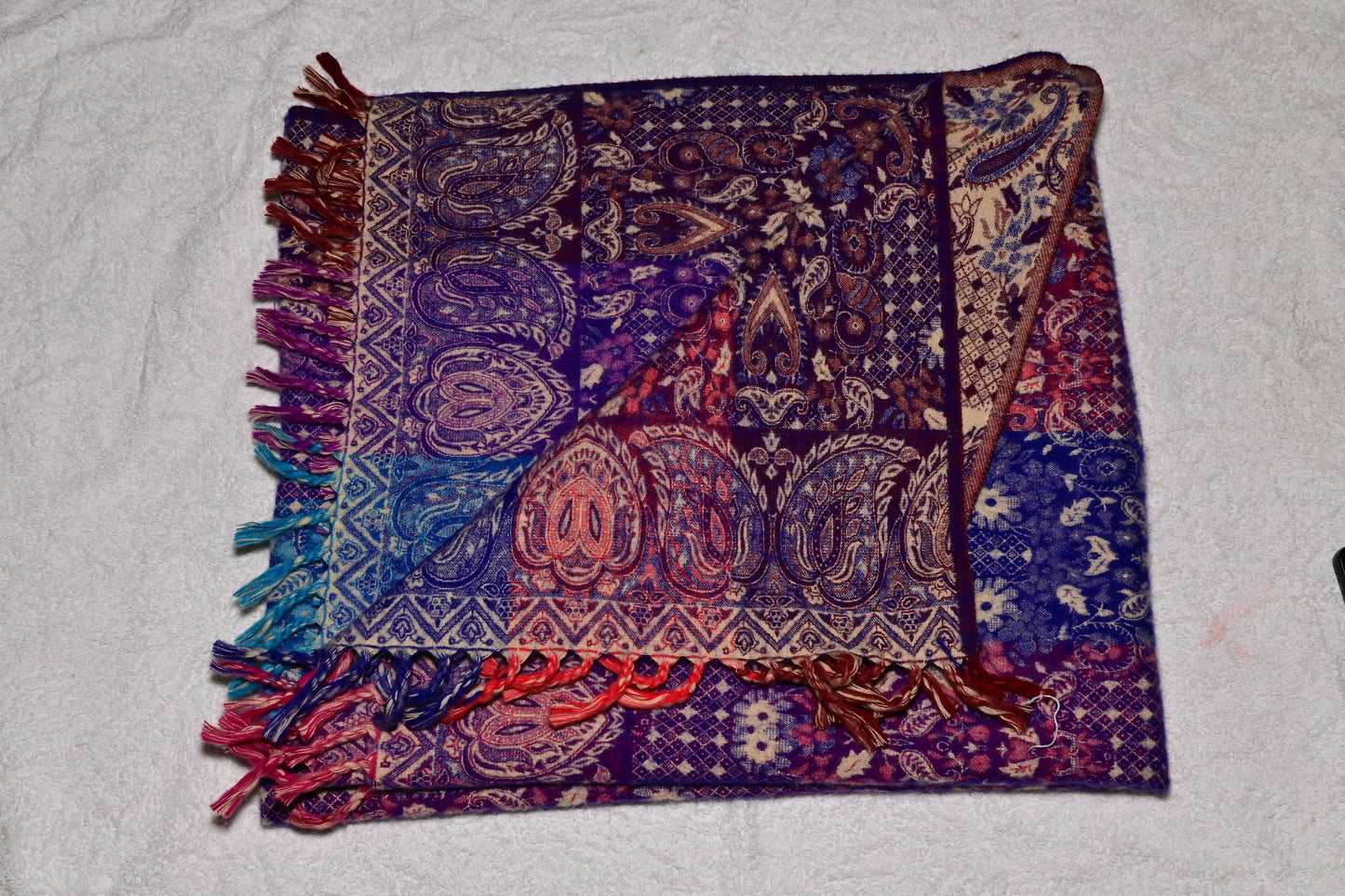 Pink Tibet Yak Wool Patterned Shawl