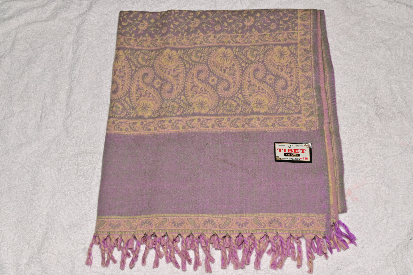 Pink Tibet Yak Wool Patterned Shawl