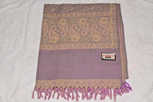 Pink Tibet Yak Wool Patterned Shawl