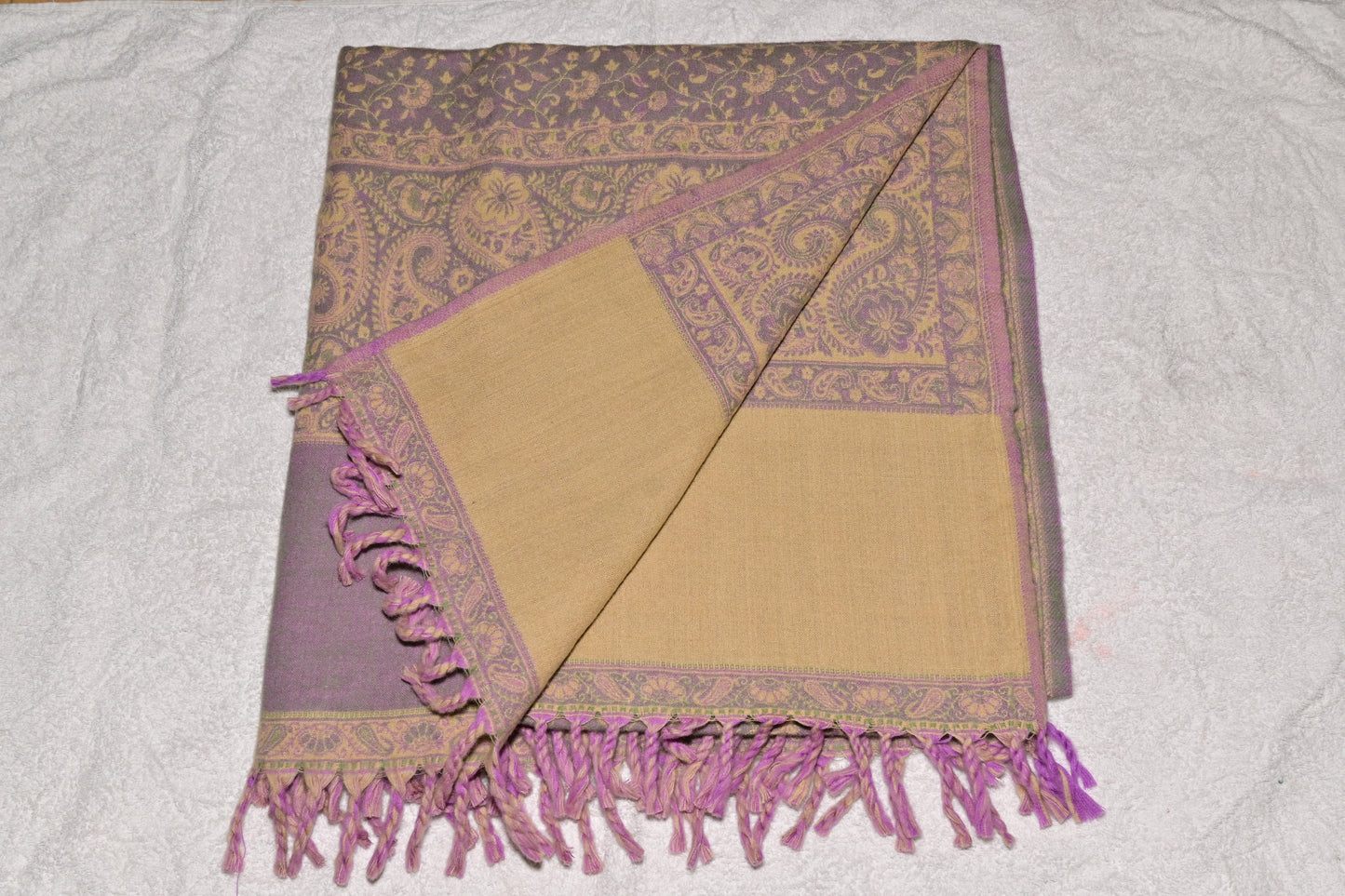 Pink Tibet Yak Wool Patterned Shawl