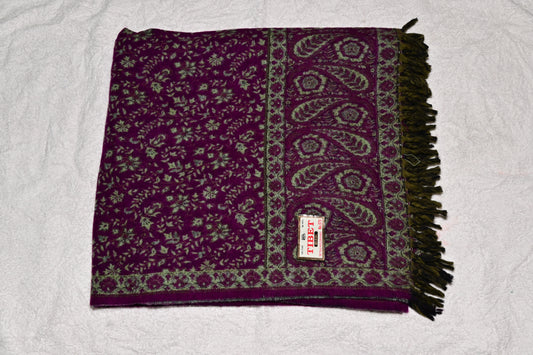 Purple Tibet Yak Wool Patterned Shawl