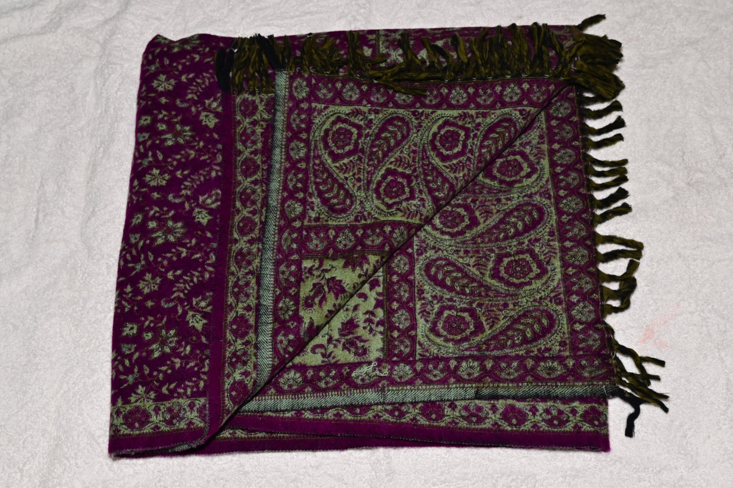 Purple Tibet Yak Wool Patterned Shawl