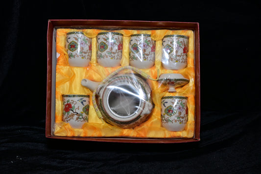 White Floral Ceramic Tea Set Gift Box