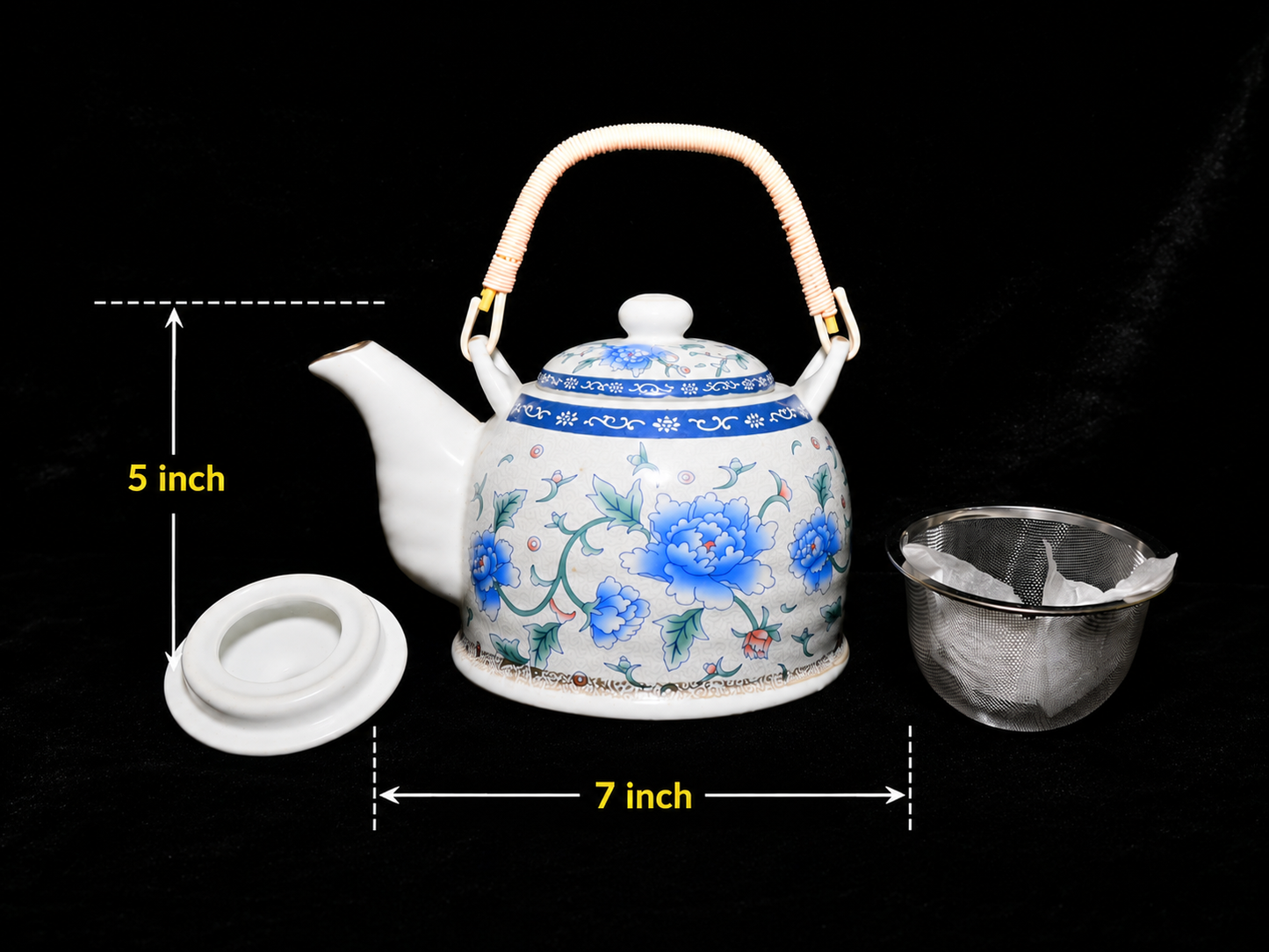 Blue Floral Ceramic Teapot with Infuser