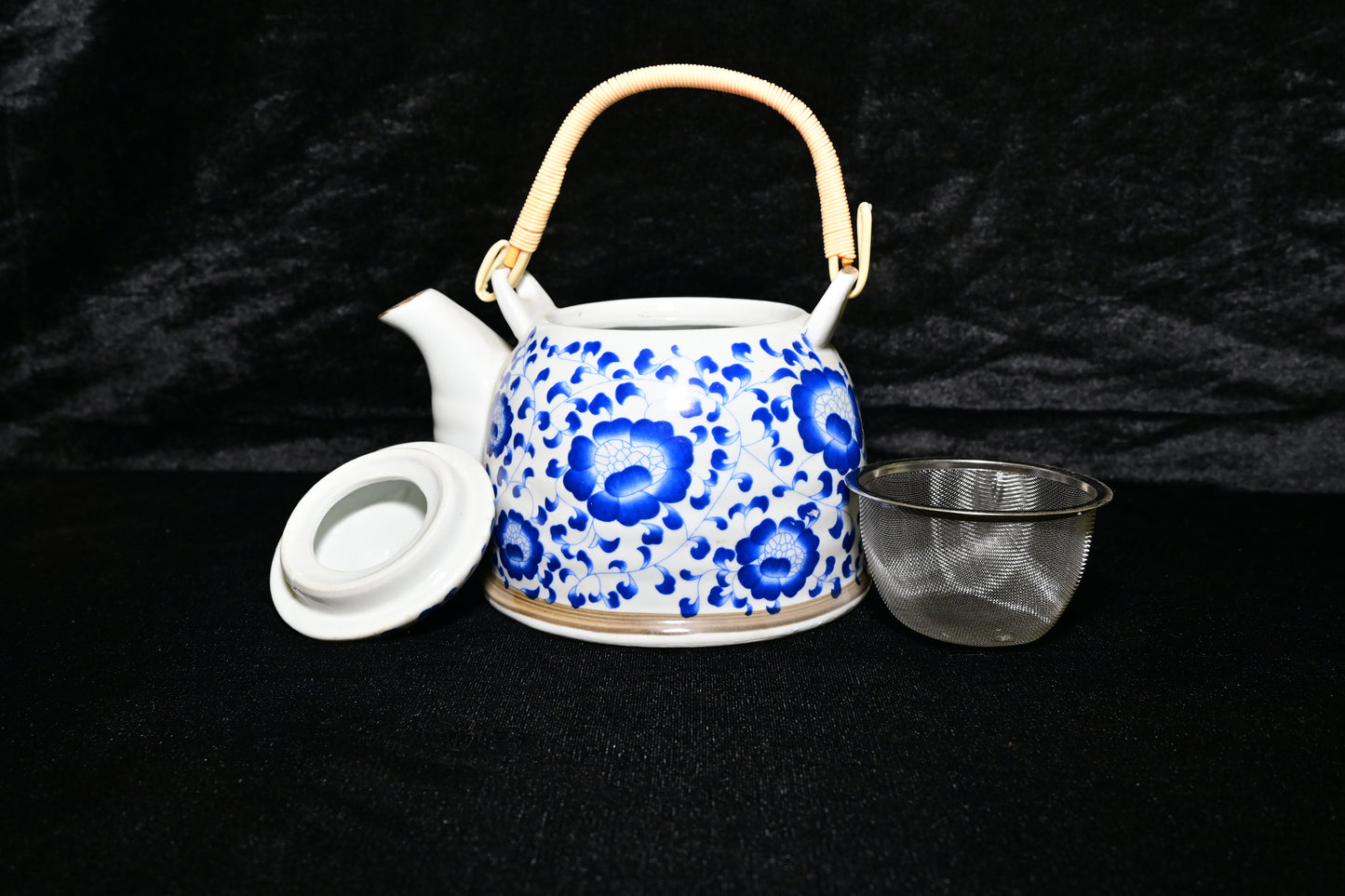 Blue Floral Ceramic Teapot with Infuser