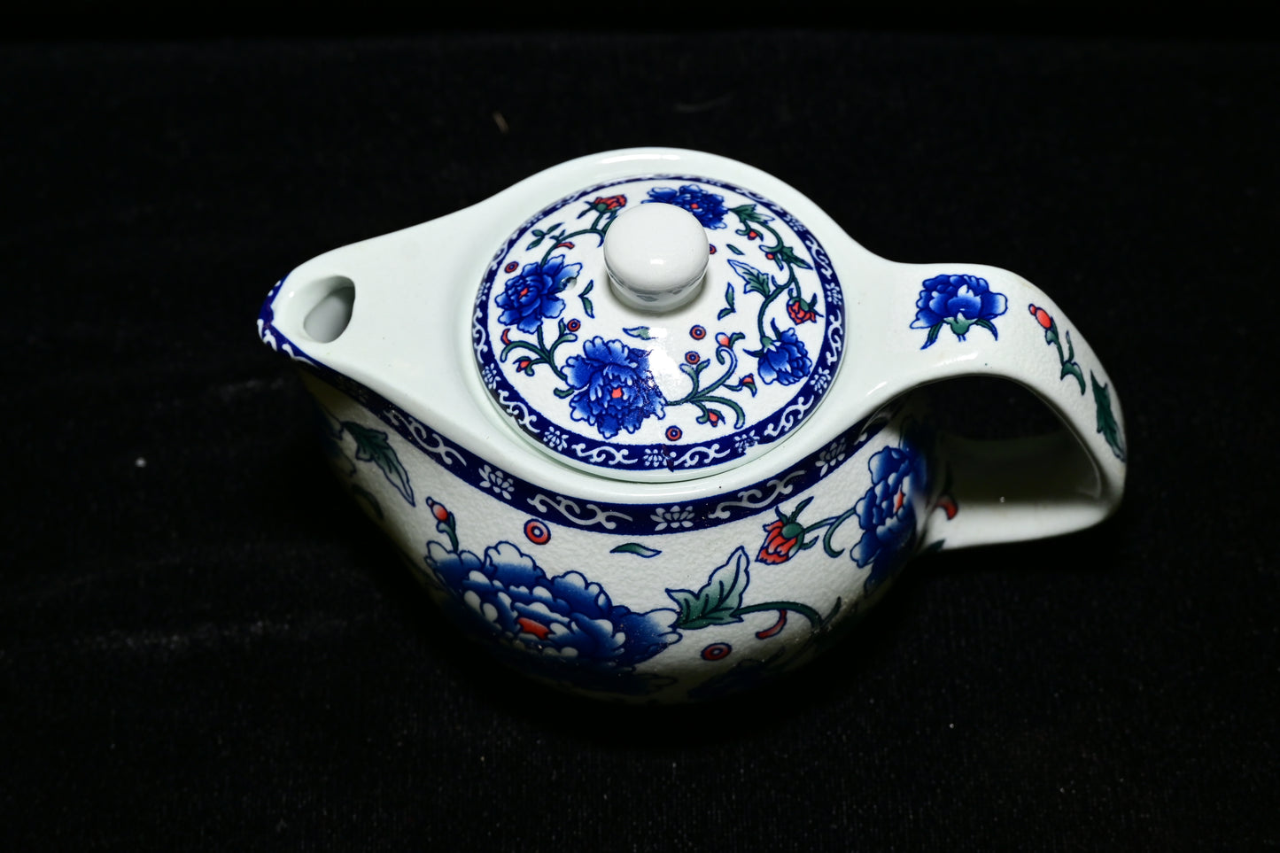 Blue Floral Low Ceramic Teapot with Infuser