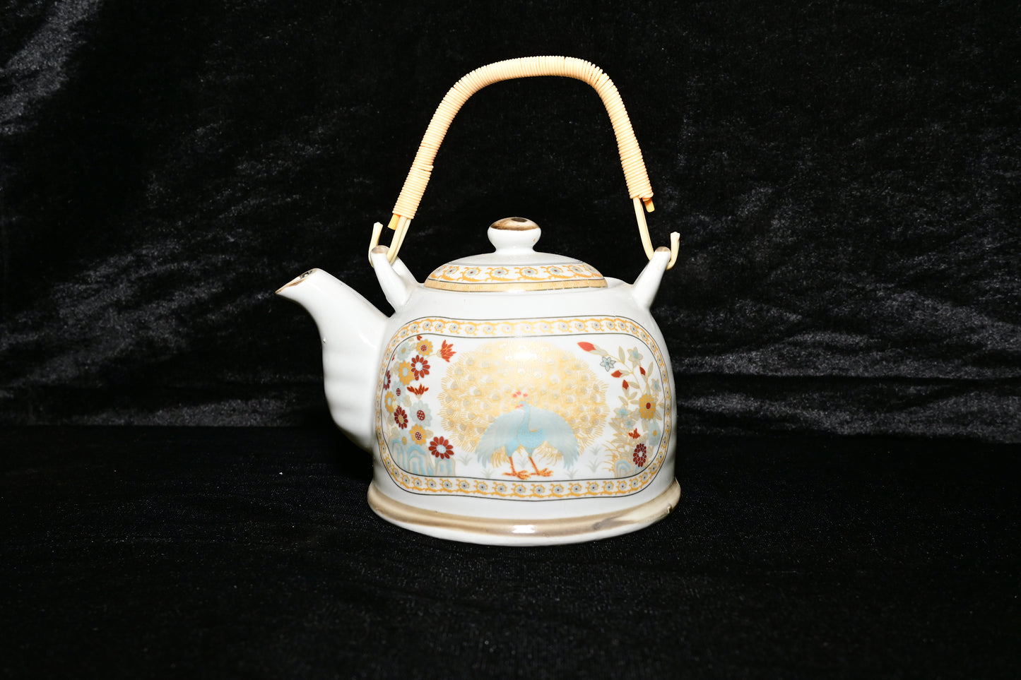 Peacock Design Ceramic Teapot with Infuser