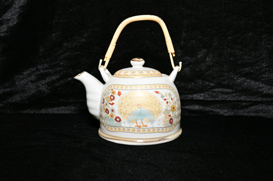 Peacock Design Ceramic Teapot with Infuser